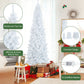 Costway 7' Pre-Lit Hinged Pencil Christmas Tree White with 300 LED Lights and 8 Flash Modes