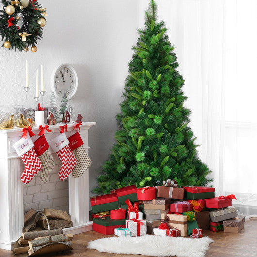 Costway 7' Pre-Lit PVC Artificial Christmas Tree with Multicolor Lights