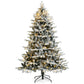 Costway 7' Pre-Lit Snow Flocked Hinged Artificial Christmas Tree with 300 LED Lights