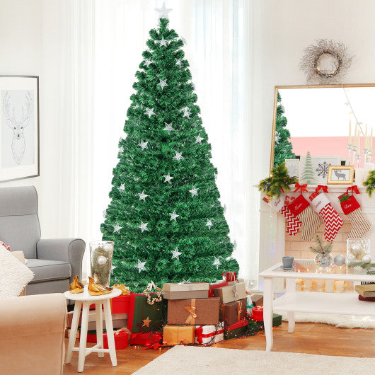 Costway 7' Prelit Fiber Optic Christmas Tree with Warm White Lights