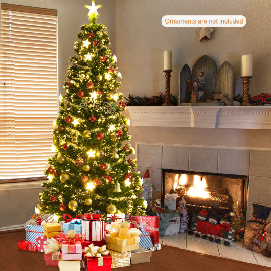 Costway 7' Prelit Fiber Optic Christmas Tree with Warm White Lights