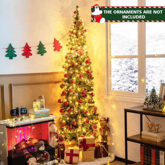 Costway 7' Prelit Half-Shape Christmas Tree with 150 Lights