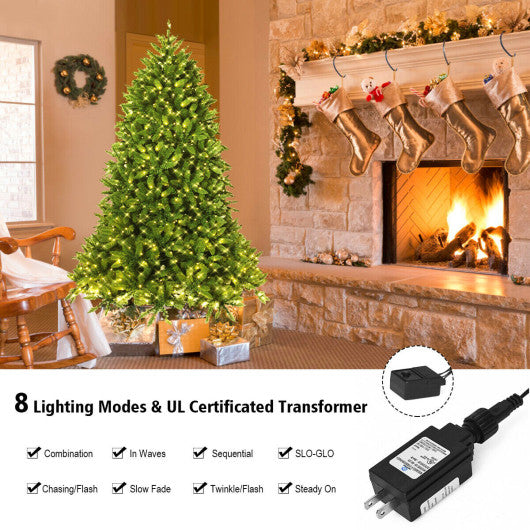 Costway 7.5' Artificial Fir Christmas Tree with LED Lights and 1968 Branch Tips