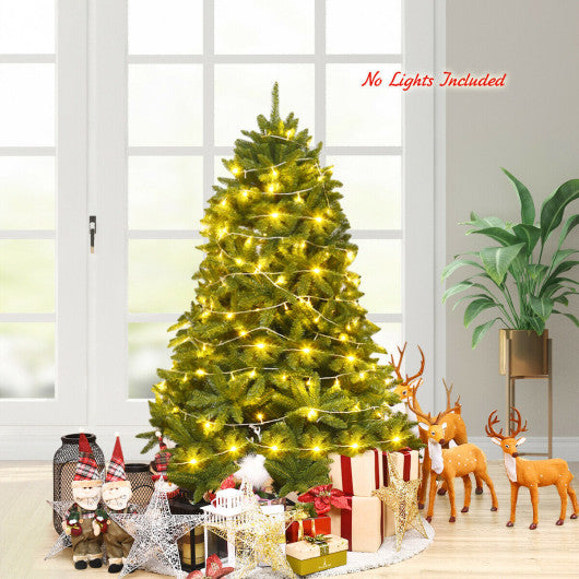 Costway 7.5' Artificial Fir Christmas Tree with LED Lights and 1968 Branch Tips
