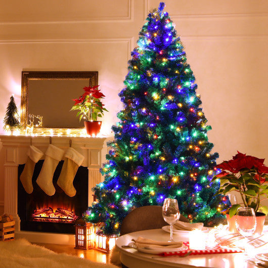 Costway 7.5' Pre-Lit Artificial Spruce Christmas Tree with 550 Multicolor Lights for Festival