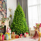 Costway 7.5' Pre-Lit Hinged Christmas Tree Green Flocked with 1404 Tips and 530 LED Lights