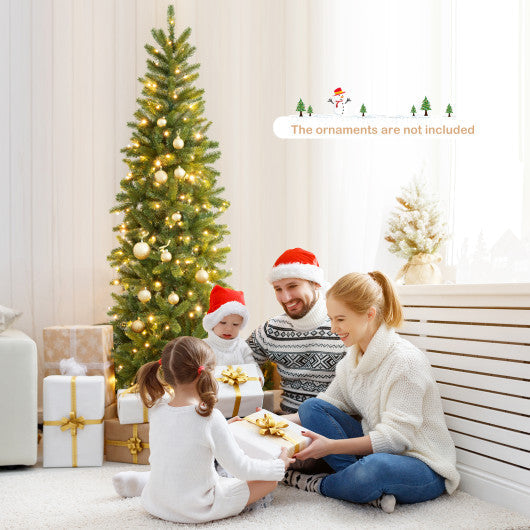 Costway 7.5' Pre-lit Full Artificial Christmas Tree with Warm White and Multi-Color LED Lights