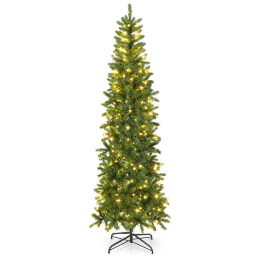 Costway 7.5' Pre-lit Full Artificial Christmas Tree with Warm White and Multi-Color LED Lights