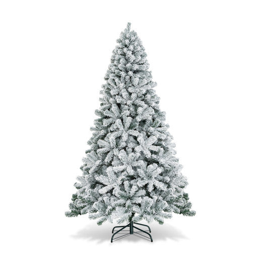 Costway 7.5' Snow Flocked Hinged Artificial Christmas Tree without Lights