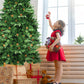 Costway 7.5 ft Artificial Christmas Tree with LED Lights and Pine Cones