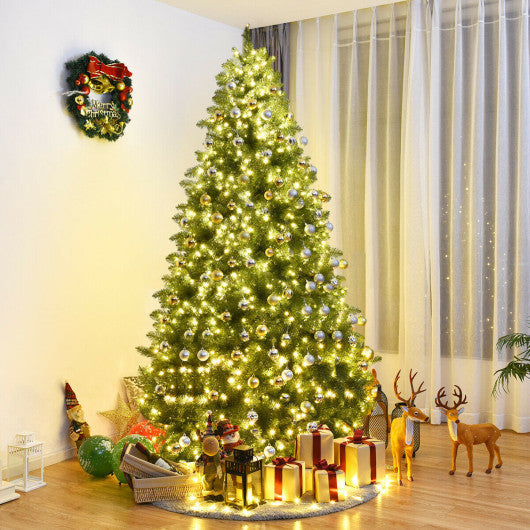 Costway 8' Pre-Lit Artificial PVC Christmas Tree with LED Lights and Stand