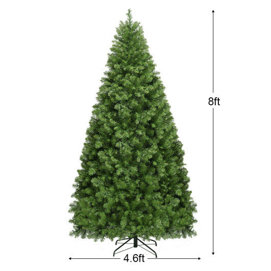 Costway 8' Pre-Lit Artificial PVC Christmas Tree with LED Lights and Stand