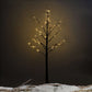 Costway 8 ft. 144 LED Christmas Brown Birch Snow Tree LED Light Warm Decorative Festival Party