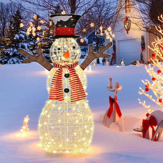 Costway 80 Lights Indoor/Outdoor Christmas Lighted Snowman Decorations with Pre-Lit