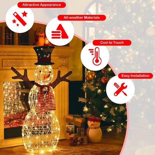 Costway 80 Lights Indoor/Outdoor Christmas Lighted Snowman Decorations with Pre-Lit