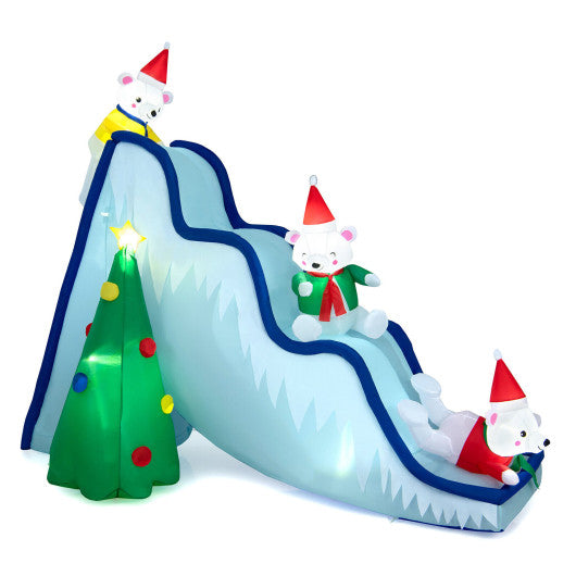Costway 9' Inflatable Polar Bear Slide Scene Decoration with LED Lights