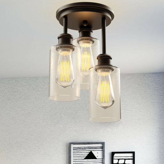 Costway Antique Brass Metal Flush Mount Ceiling Pendant Light