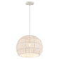 Costway Beige Round Farmhouse Rattan Pendant Lights with Adjustable Hanging Rope