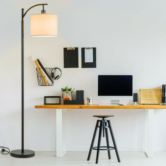 Costway Black Standing Industrial Arc Light with Hanging Lamp Shade Bedroom