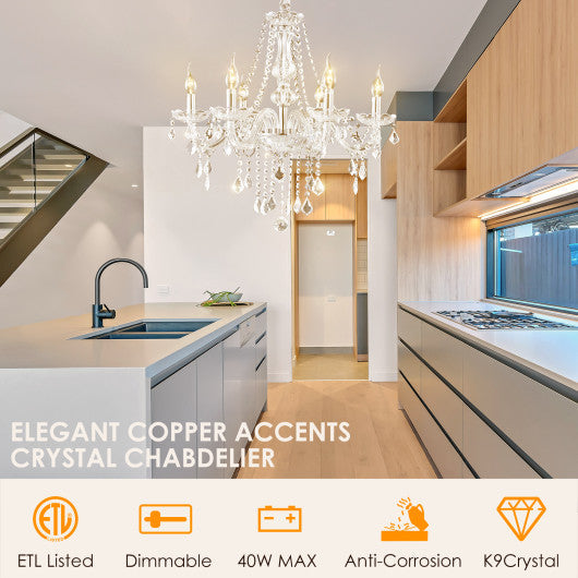 Costway Elegant Crystal Chandelier Ceiling Light