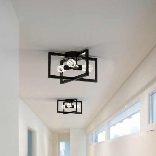 Costway Flush Mount Geometric Metal 3-Lights Ceiling Lamp