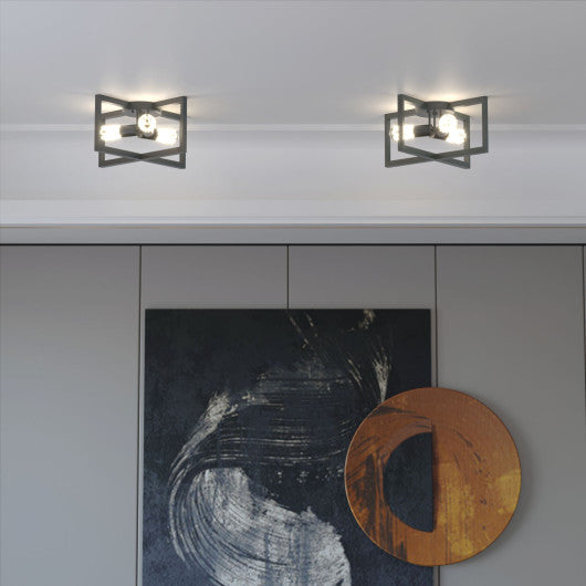 Costway Flush Mount Geometric Metal 3-Lights Ceiling Lamp