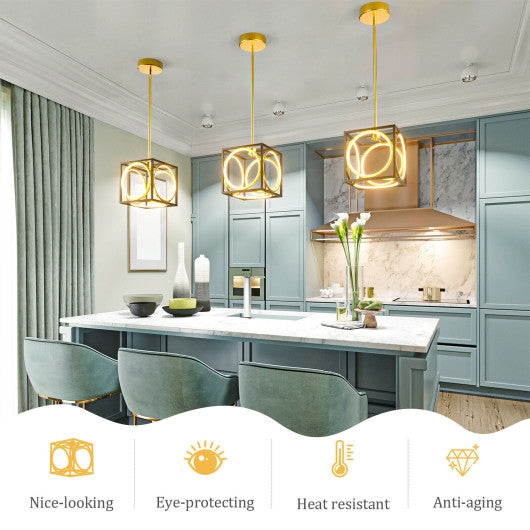 Costway Golden Modern LED Pendant Light with 42 Inches Adjustable Suspender