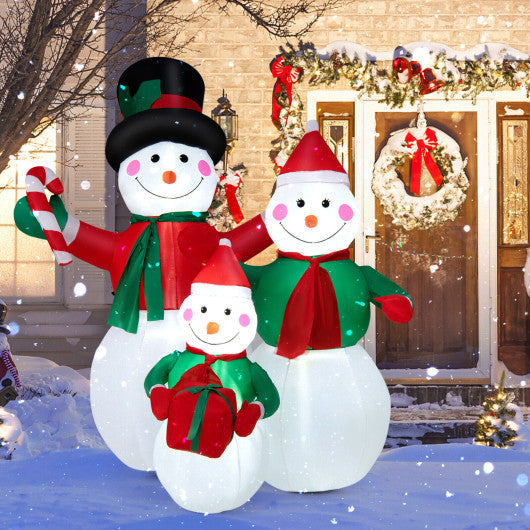 Costway Inflatable Christmas Snowman Family Decoration with LED Lights