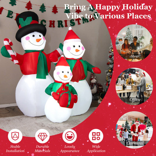 Costway Inflatable Christmas Snowman Family Decoration with LED Lights