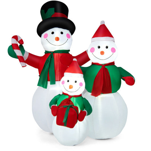 Costway Inflatable Christmas Snowman Family Decoration with LED Lights