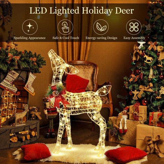 Costway Lighted Christmas Reindeer Decorations with 50 LED Lights for Outdoor Yard