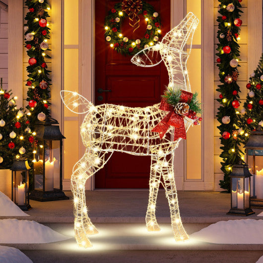 Costway Lighted Christmas Reindeer Decorations with 50 LED Lights for Outdoor Yard