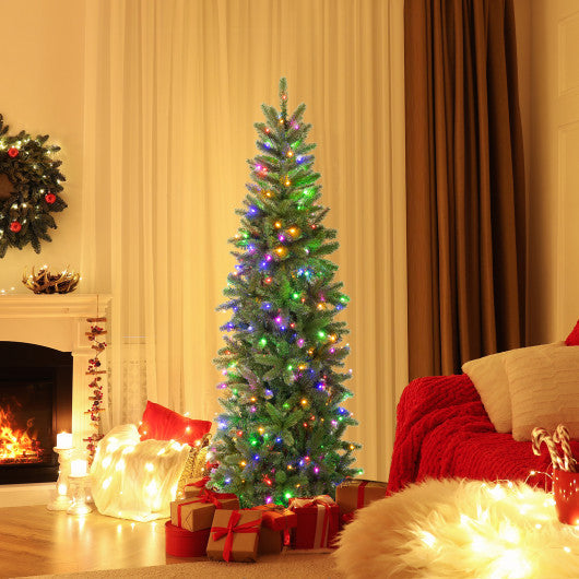 Costway Pencil Christmas Tree with 180 Warm White and Multi-Color LED Lights