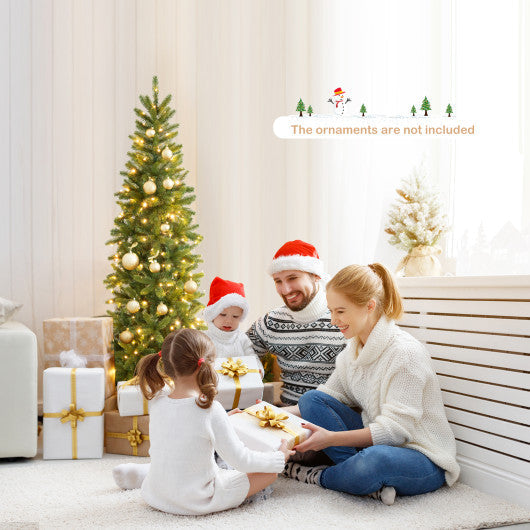 Costway Pencil Christmas Tree with 180 Warm White and Multi-Color LED Lights