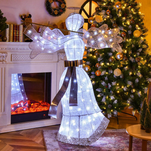 Costway Pre-Lit Angel Christmas Decoration with 100 LED Lights