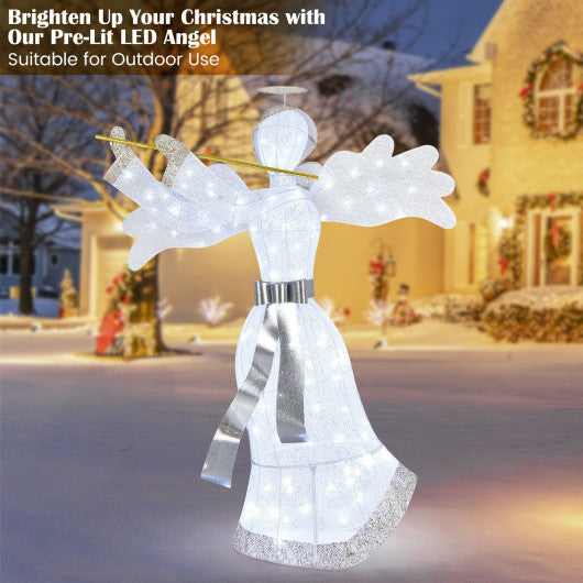 Costway Pre-Lit Angel Christmas Decoration with 100 LED Lights