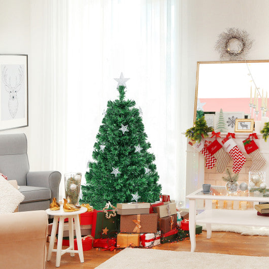 Costway Prelit Fiber Optic Christmas Tree with Warm White Lights