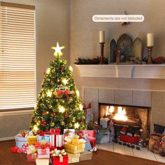 Costway Prelit Fiber Optic Christmas Tree with Warm White Lights