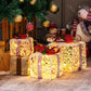 Costway Set of 3 Christmas Lighted Gift Boxes Decorations with Red Bowknots