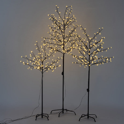 Costway Small Warm White Cherry Blossom LED Tree Light Floor Lamp Holiday Christmas Decor