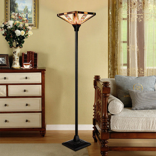 Costway Tiffany-Style 1-Light Floor Lamp w/ 14" Lampshade