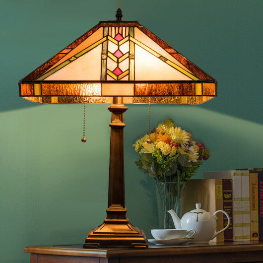 Costway Tiffany-Style 1-Light Wall Sconce with 14" Glass Lampshade