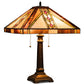 Costway Tiffany-Style 2-Light Table Lamp w/ 16" Glass Lampshade