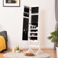 Costway White Modern LED Lights Mirrored Jewelry Storage Cabinet with Stand