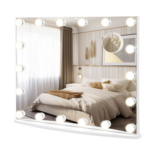 Costway White Vanity Mirror with 18 Dimmable LED Bulbs and 3 Color Lighting Modes