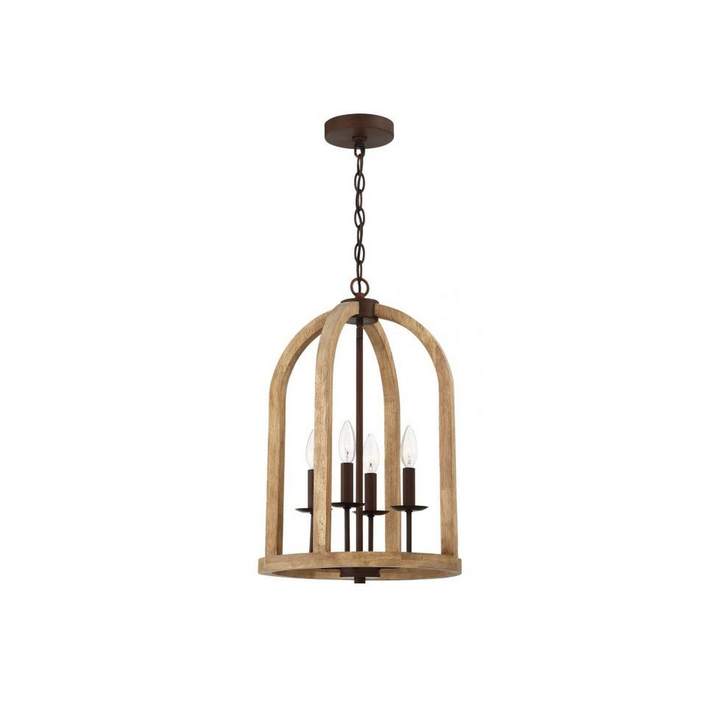 Craftmade Aberdeen 14" 4-Light Natural Wood and Aged Brushed Bronze Candelabra Foyer Chandelier