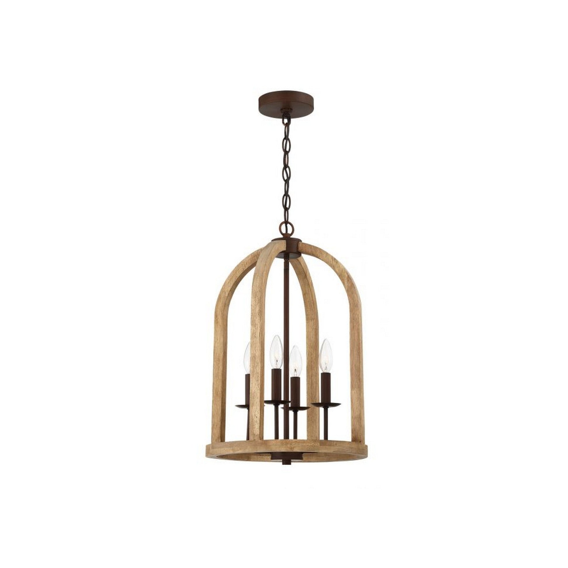 Craftmade Aberdeen 14" 4-Light Natural Wood and Aged Brushed Bronze Candelabra Foyer Chandelier