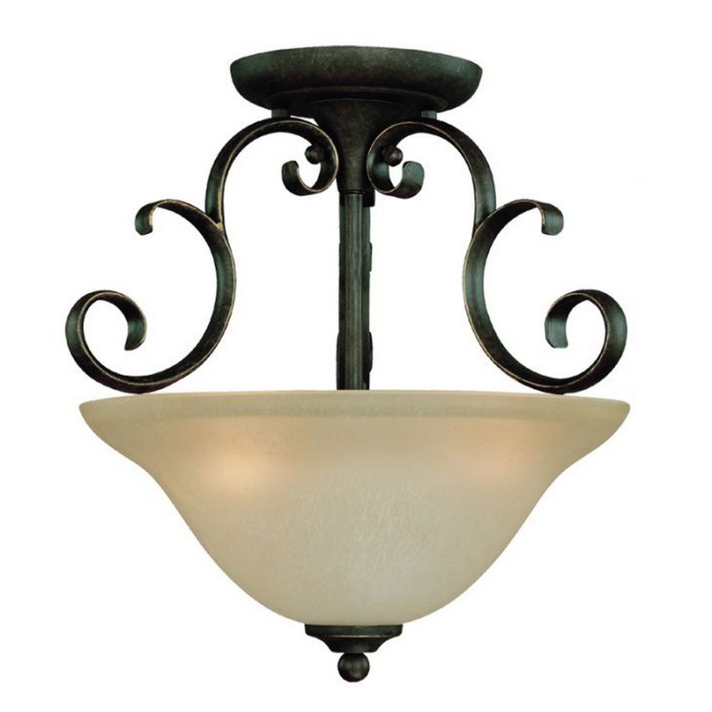 Craftmade Barrett Place 15" 3-Light Mocha Bronze Semi-Flush Mount Light With Light Umber Etch Glass Shade