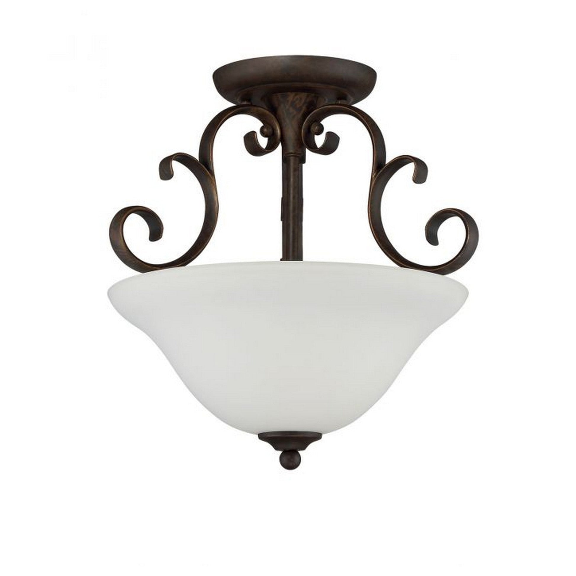 Craftmade Barrett Place 15" 3-Light Mocha Bronze Semi-Flush Mount Light With White Frosted Glass Shade