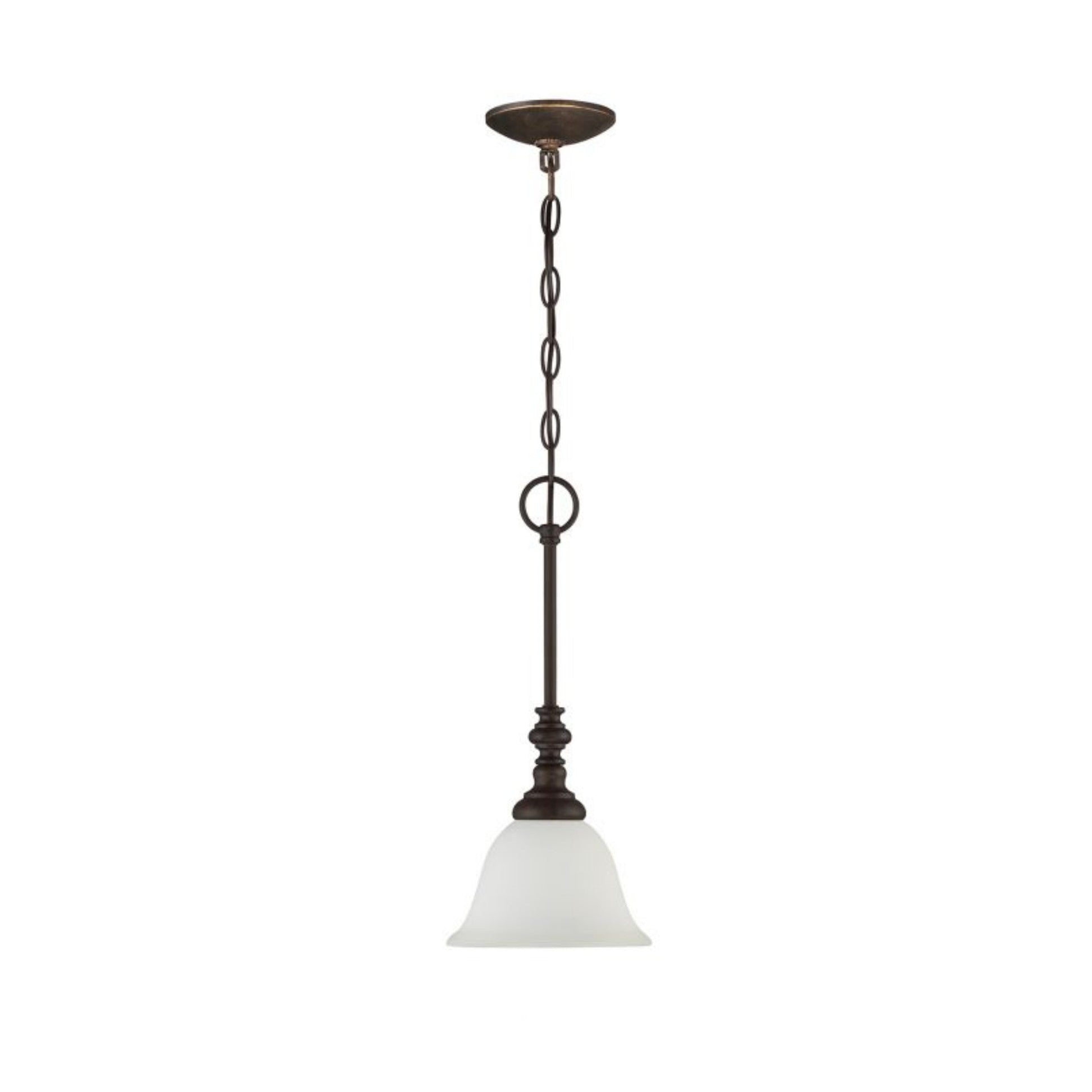 Craftmade Barrett Place 7" 1-Light Mocha Bronze Pendant Light With White Frosted Glass Shade